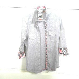 Alp-N-Rock Button Up Gray and Floral Shirt; SZ 2